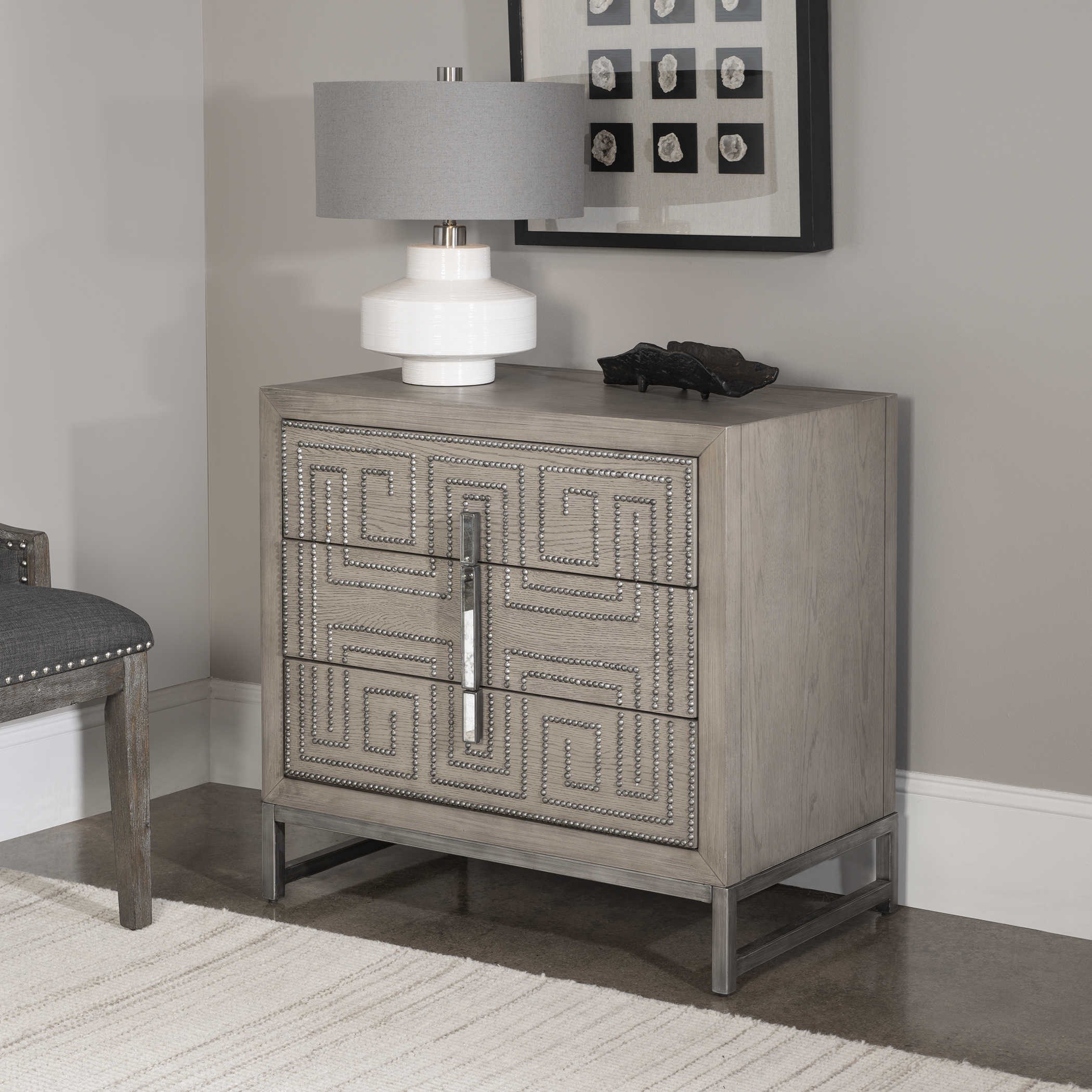 Uttermost Accent Furniture Chests Devya Gray Oak Accent Chest